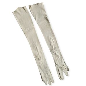 Vintage Cream Leather Opera Gloves